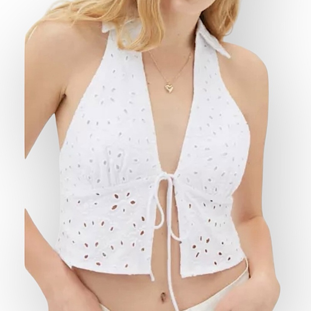 Urban Outfitters Back In Business eyelet open front tank womens Small festival